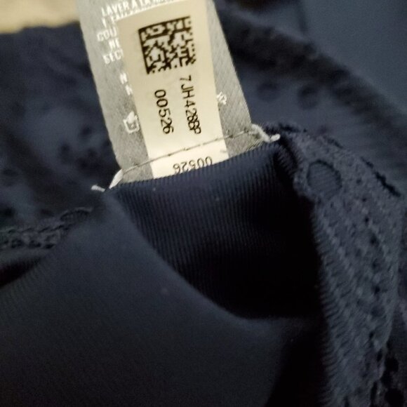 Aerie Navy Eyelet Mesh Crisscross Back One-Piece Swimsuit - Picture 6 of 7